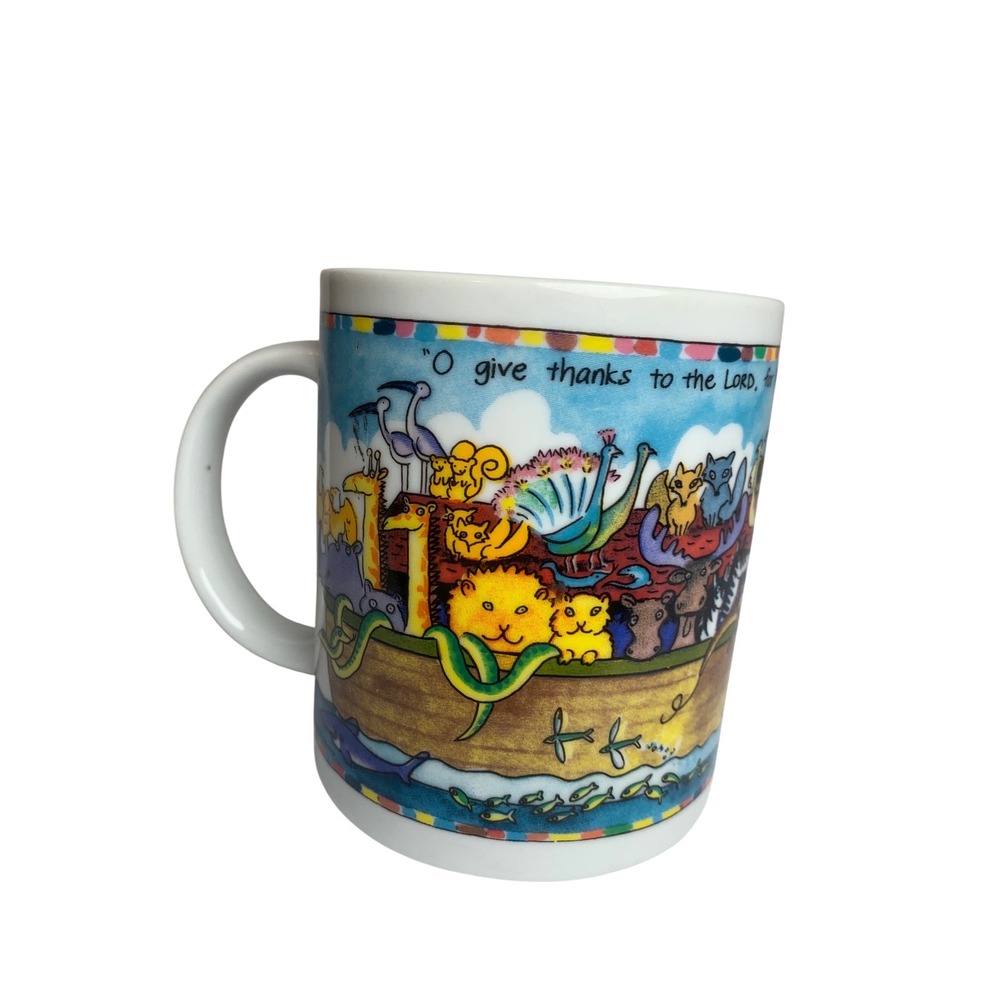 Bob Siemon Designs Noahs Ark Coffee Mug‎ 1996 Vintage Christian Bible Verse